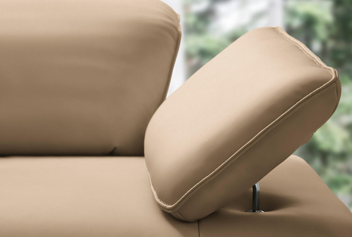 ECKSOFA Echtleder Sandfarben  - Sandfarben/Anthrazit, Design, Leder/Metall (230/290cm) - Johann Jakob