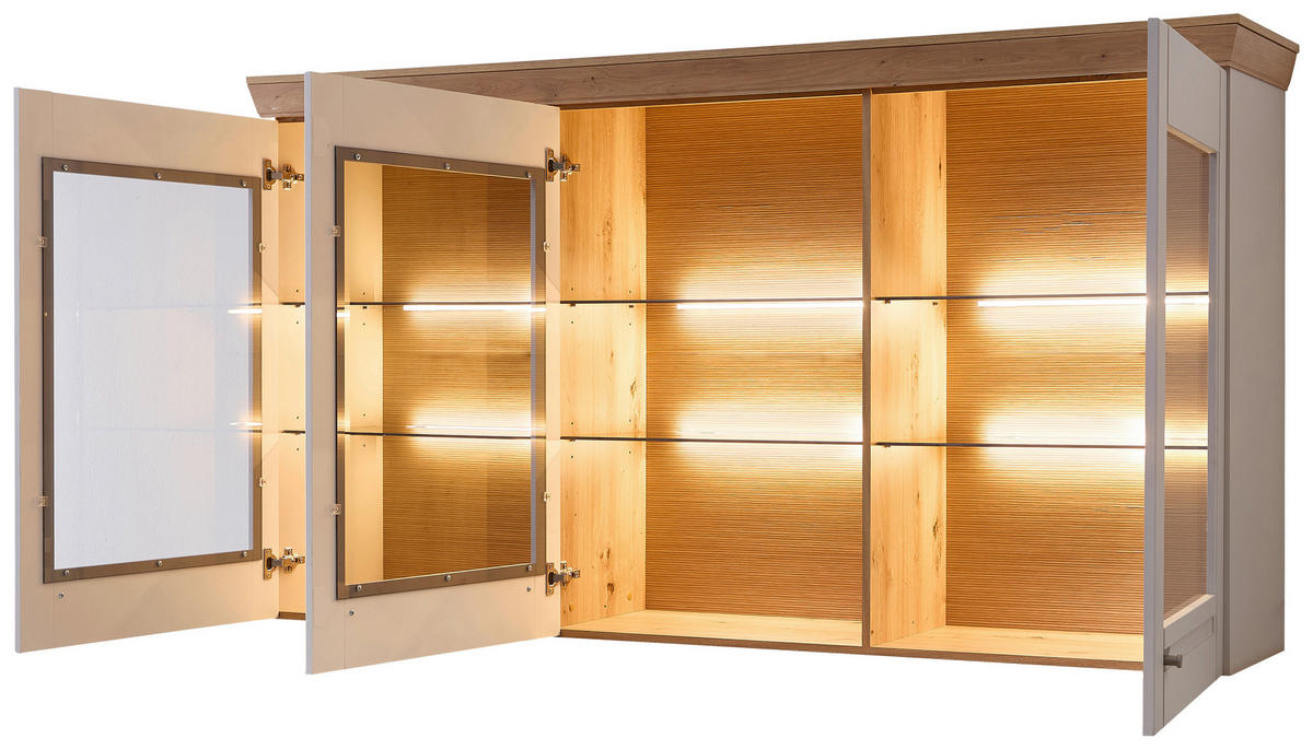 BUFFETAUFSATZ Kaschmir, Eiche Artisan  200/108/43 cm  - Kaschmir/Eiche Artisan, ROMANTIK / LANDHAUS, Glas/Holzwerkstoff (200/108/43cm) - Landscape