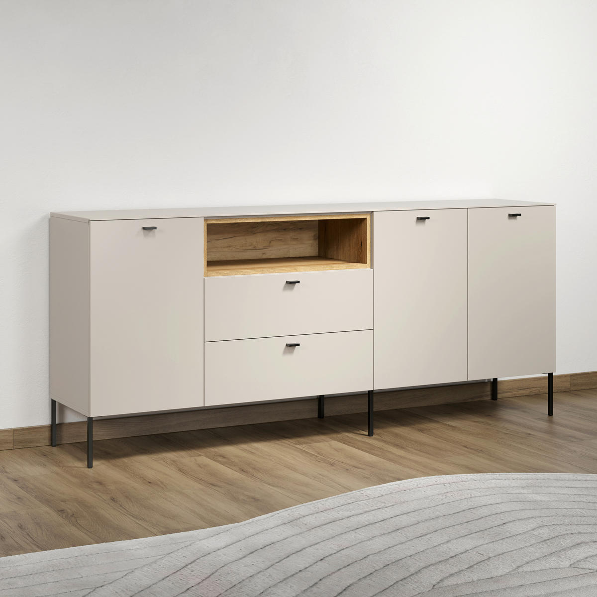 SIDEBOARD Sao Paulo WO 197/85/42 cm 2 Schublade(n)  - Kaschmir/Eichefarben, Basics, Holzwerkstoff/Metall (197/85/42cm) - MID.YOU
