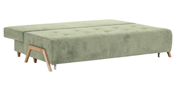 SCHLAFSOFA Flachgewebe Hellgrün Rückenkissen, Armlehnenkissen, Bettkasten, Schlaffunktion, Rücken echt, Liegefläche im Originalstoff  - Buchefarben/Hellgrün, KONVENTIONELL, Holz/Textil (204/75/100cm) - Carryhome