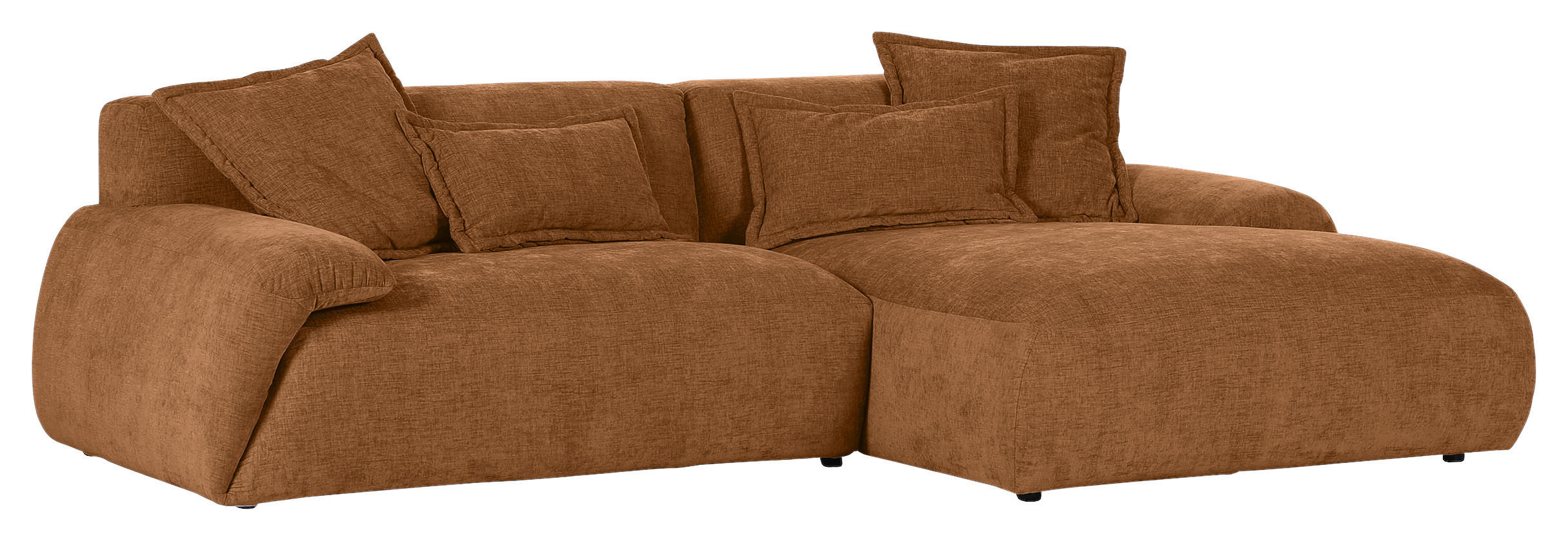 ECKSOFA in Flachgewebe Rostfarben  274/174 cm  - Rostfarben/Schwarz, KONVENTIONELL, Kunststoff/Textil (274/174cm) - Carryhome