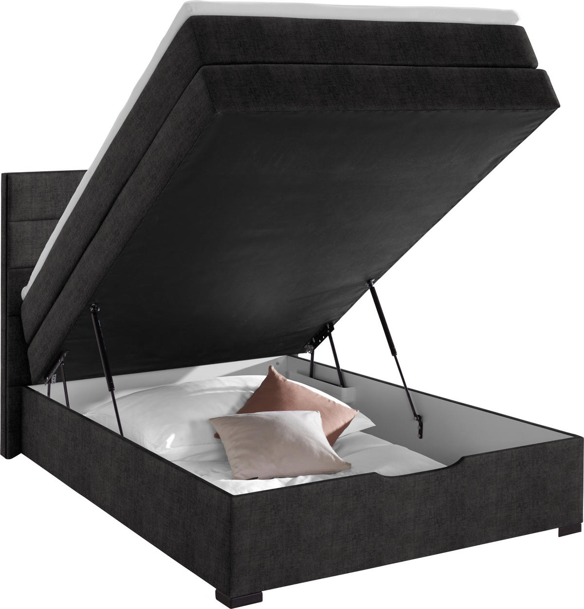 BOXSPRINGBETT 120/200 cm  in Anthrazit  - Wengefarben/Anthrazit, Konventionell, Holz/Textil (120/200cm) - Carryhome