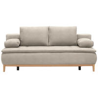 BOXSPRINGSOFA  mit Stoffauswahl, Schlafen auf Sitzhöhe Webstoff Beige  - Eichefarben/Beige, Design, Holz/Textil (202/78-93/100cm) - Carryhome