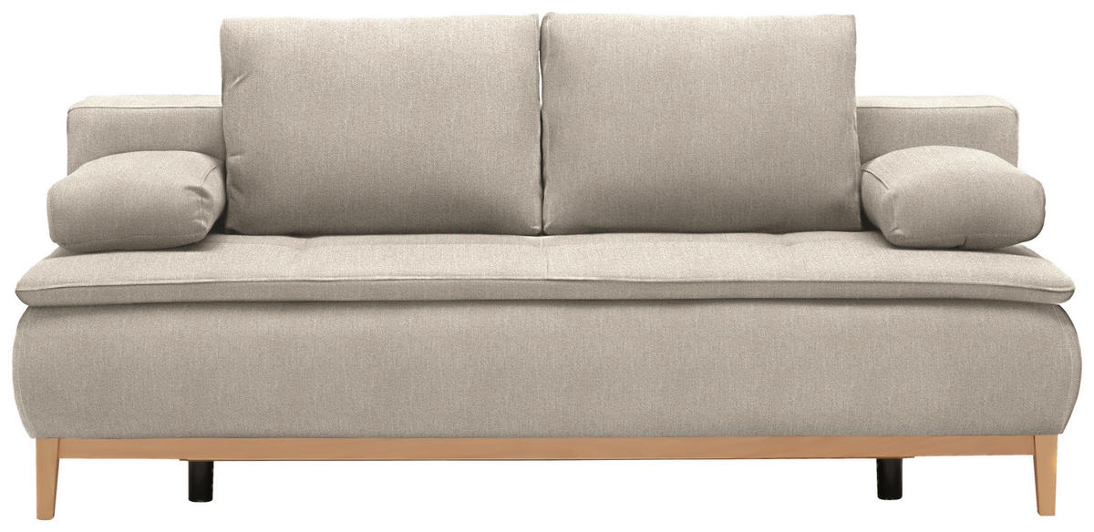 BOXSPRINGSOFA  mit Stoffauswahl, Schlafen auf Sitzhöhe Webstoff Beige  - Eichefarben/Beige, Design, Holz/Textil (202/78-93/100cm) - Carryhome