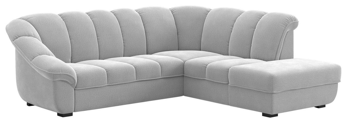 ECKSOFA Hellgrau Chenille Bettkasten, Schlaffunktion, Rücken echt  - Hellgrau/Schwarz, KONVENTIONELL, Kunststoff/Textil (260/222cm) - Welnova