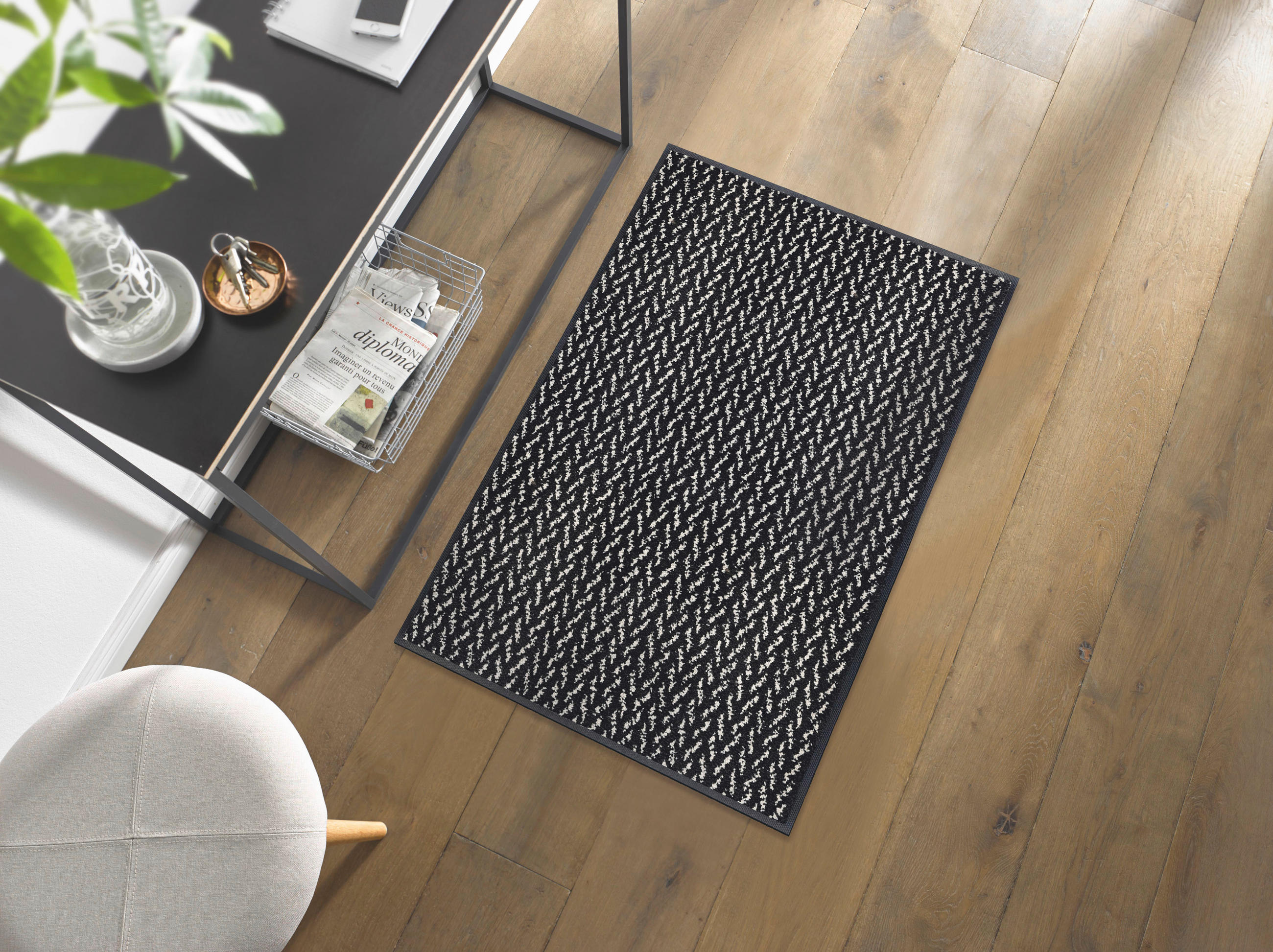 Thumbnail - wash+dry FUßMATTE Duo Pepper, Schwarz, Textil, Streifen, rechteckig, 60x90 cm, Oeko-Tex® Standard 100, Teppiche & Böden,...