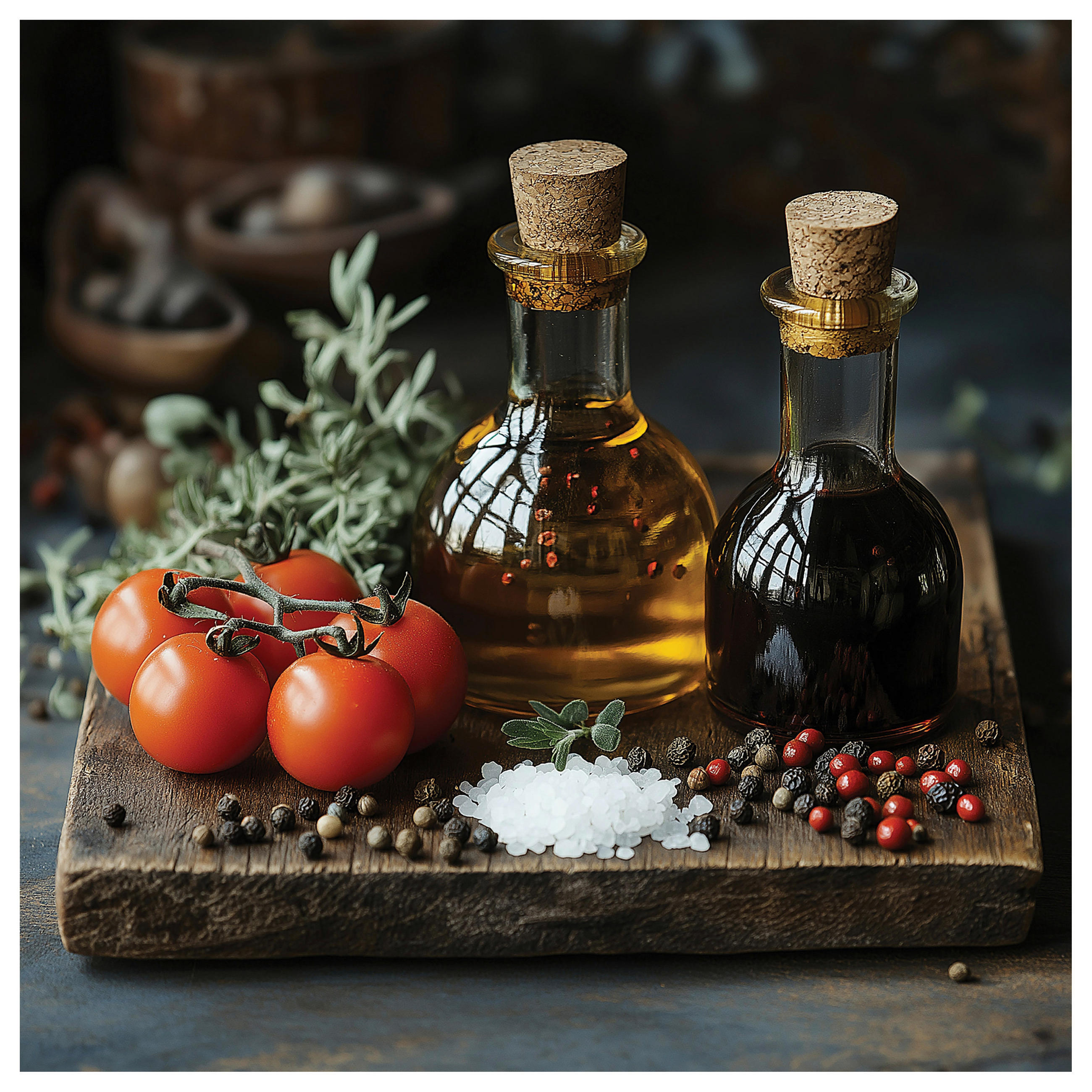 Euroart Glasbild Oil And Vinegar II Mehrfarbig 30x30x1.40 cm
