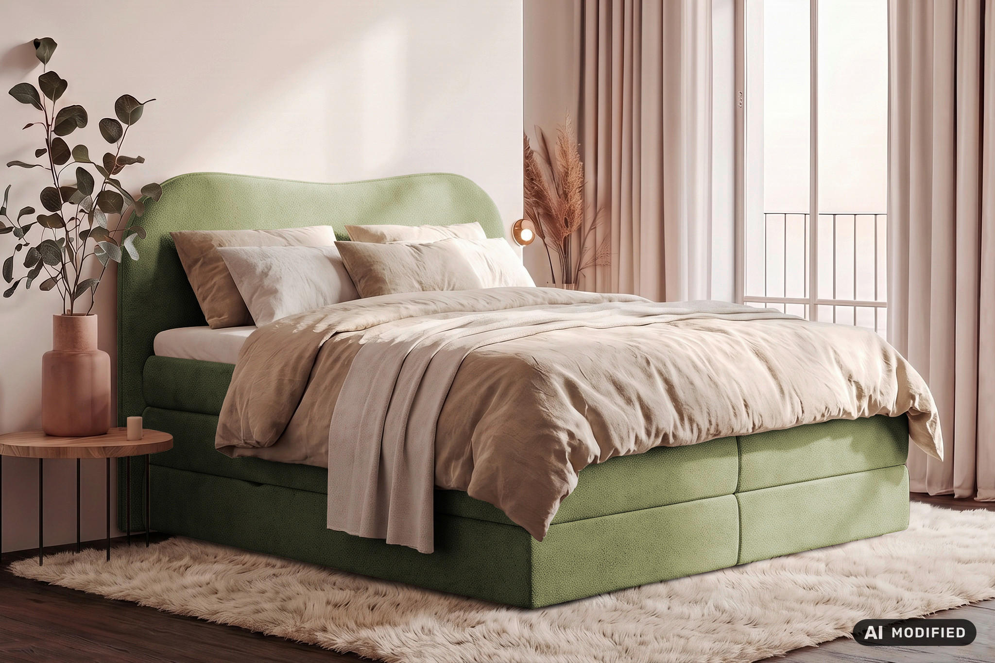 BOXSPRINGBETT 180/200 cm,  in Grün, gepolstertes Kopfteil, Bettkasten, Topper, Matratzen, H3 + H3 = fest  - Schwarz/Grün, Design, Holz/Holzwerkstoff (180/200cm) - Chameo