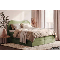 BOXSPRINGBETT 180/200 cm,  in Grün, gepolstertes Kopfteil, Bettkasten, Topper, Matratzen, H3 + H3 = fest  - Schwarz/Grün, Design, Holz/Holzwerkstoff (180/200cm) - Chameo
