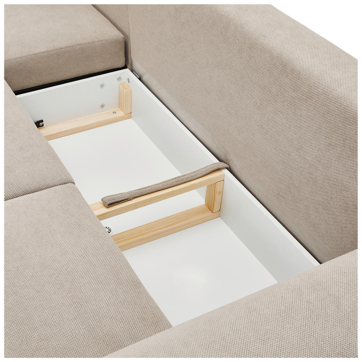 ECKSOFA in Webstoff Beige  - Beige/Naturfarben, Konventionell, Holz/Textil (145/250cm) - MID.YOU