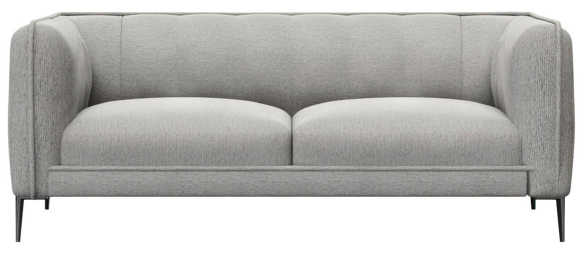 2,5-SITZER Chenille, Webstoff, Flachgewebe Grau  - Schwarz/Grau, Design, Holz/Textil (179/75/91cm) - Livetastic