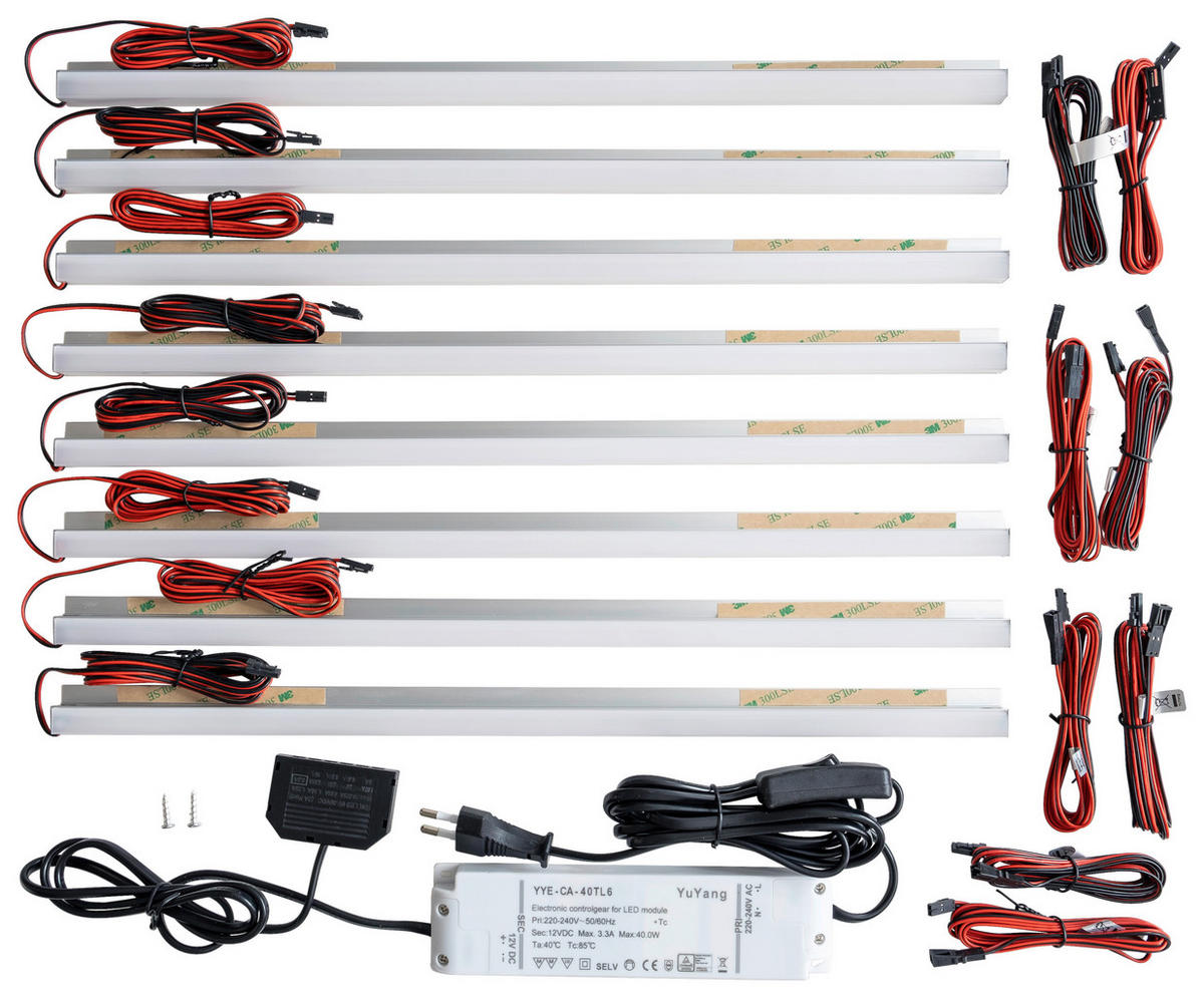 GLASBODENBELEUCHTUNGS-SET  - Silberfarben, Design, Kunststoff/Metall (45/2/2cm) - MID.YOU