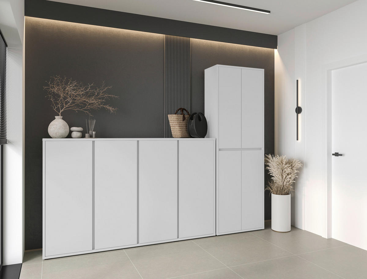 SCHUHSCHRANK Weiß  - Weiß, KONVENTIONELL, Holzwerkstoff (100/210/34cm) - Xora
