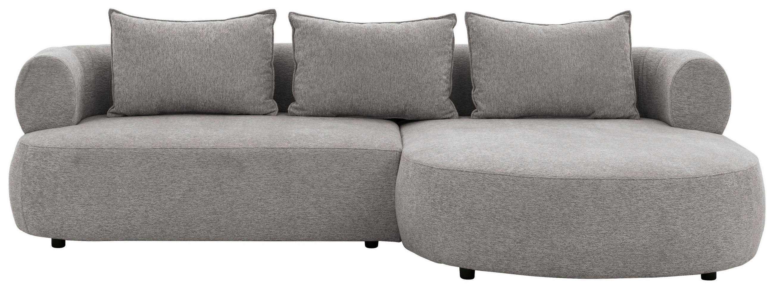 ECKSOFA in Chenille Grau  256/156 cm  - Schwarz/Grau, Design, Kunststoff/Textil (256/156cm) - Livetastic