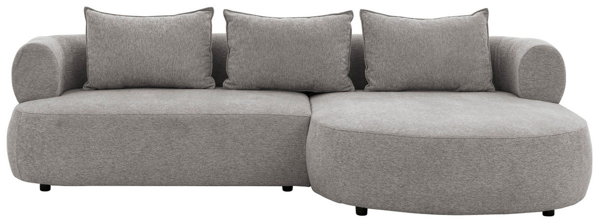 ECKSOFA in Chenille Grau  256/156 cm  - Schwarz/Grau, Design, Kunststoff/Textil (256/156cm) - Livetastic