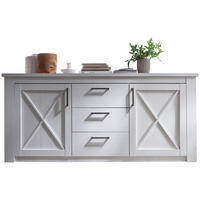 SIDEBOARD  197/88/42 cm 3 låda(or)  - vit/grå, Design, metall/trämaterial (197/88/42cm)
