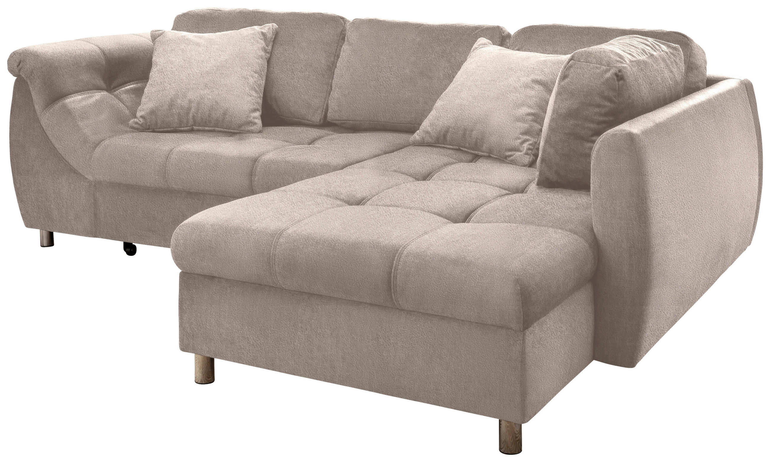 HÖRNBÄDDSOFFA i textil taupe  - kromfärg/taupe, Modern, metall/textil (250/190cm) - Livetastic