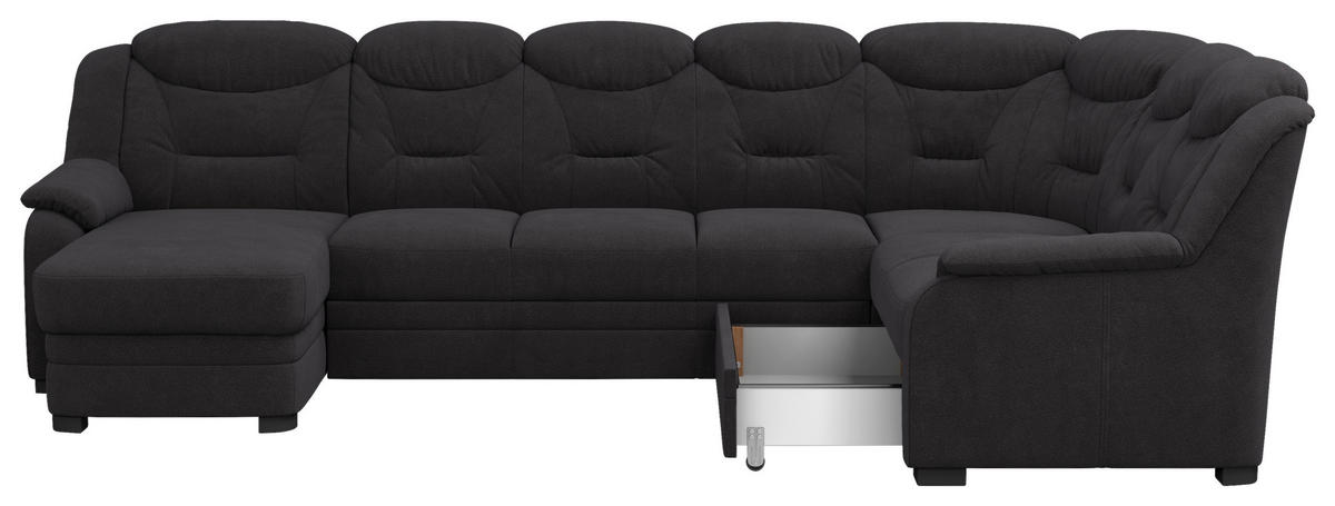 WOHNLANDSCHAFT in Chenille Schwarz  - Schwarz, Basics, Kunststoff/Textil (162/330/211cm) - MID.YOU