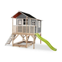 SPIELTURM  - Hellgrün/Grau, KONVENTIONELL, Holz (382/190/253cm) - EXIT Toys