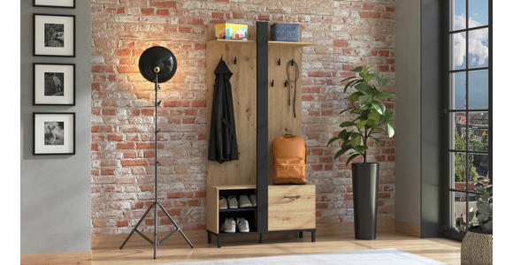 GARDEROBE  in 89,5/191/33 cm  - Schwarz/Eiche Artisan, MODERN, Holzwerkstoff (89,5/191/33cm) - Carryhome