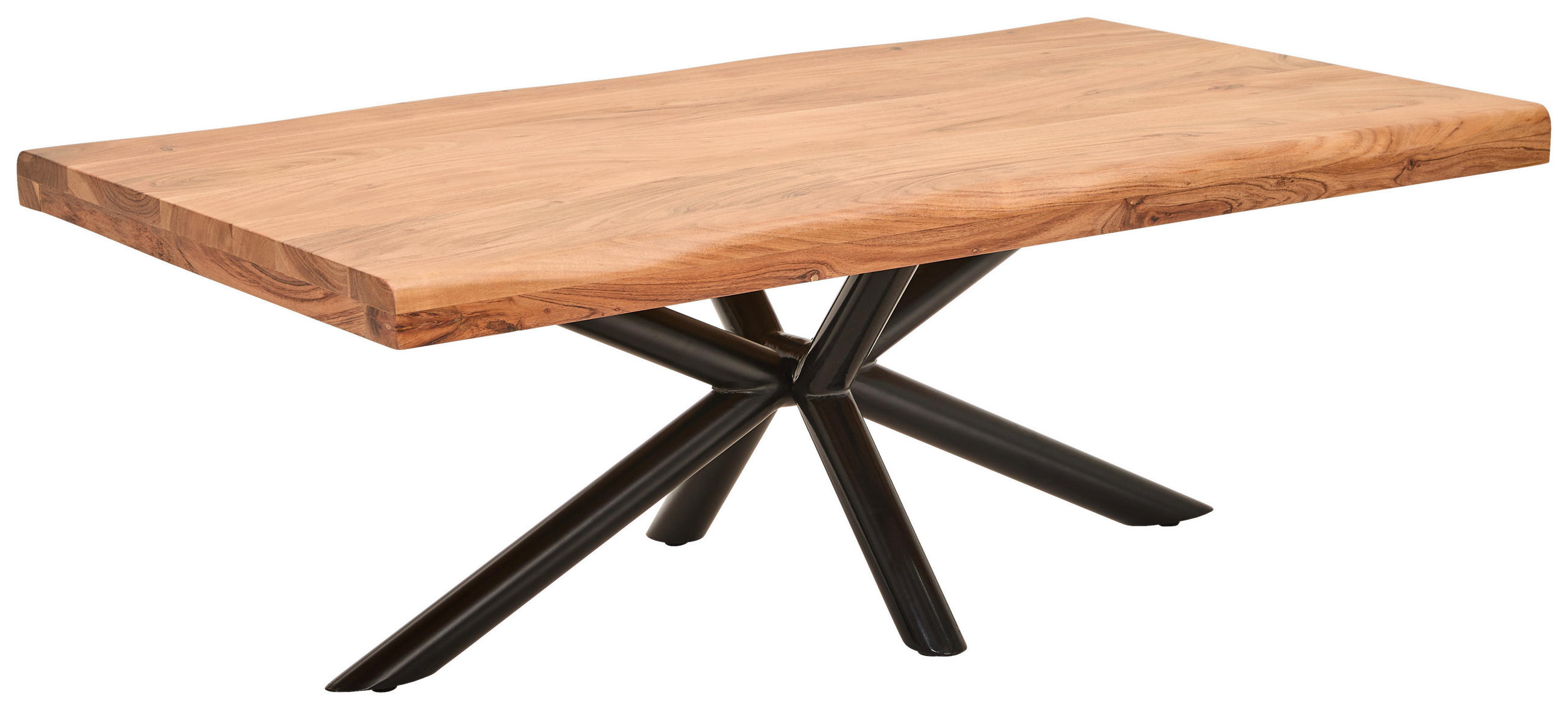 COUCHTISCH Akazie teilmassiv 120/70/45 cm rechteckig Naturfarben, Schwarz  - Schwarz/Naturfarben, Design, Holz/Metall (120/70/45cm) - Livetastic