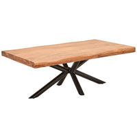 COUCHTISCH Akazie teilmassiv 120/70/45 cm rechteckig Naturfarben, Schwarz  - Schwarz/Naturfarben, Design, Holz/Metall (120/70/45cm) - Livetastic