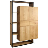 REGAL Mangoholz, Wildeiche vollmassiv Naturfarben  - Schwarz/Naturfarben, LIFESTYLE, Holz/Metall (118/183/40cm) - Landscape