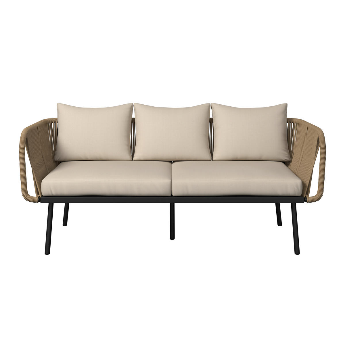 LOUNGEGARNITUR   180/73/69 cm Eisen  - Beige/Creme, MODERN, Glas/Kunststoff (180/73/69cm) - Ambia Garden
