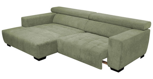 ECKSOFA in Webstoff Olivgrün  - Schwarz/Olivgrün, KONVENTIONELL, Textil/Metall (182/279cm) - Hom`in