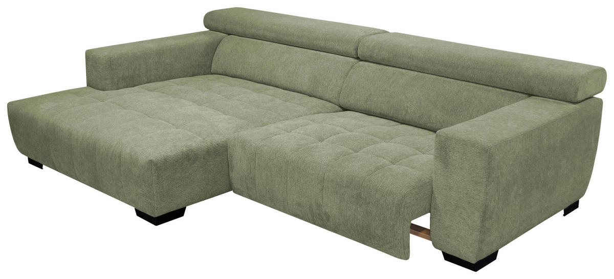 ECKSOFA in Webstoff Olivgrün  - Schwarz/Olivgrün, Konventionell, Textil/Metall (182/279cm) - Hom`in