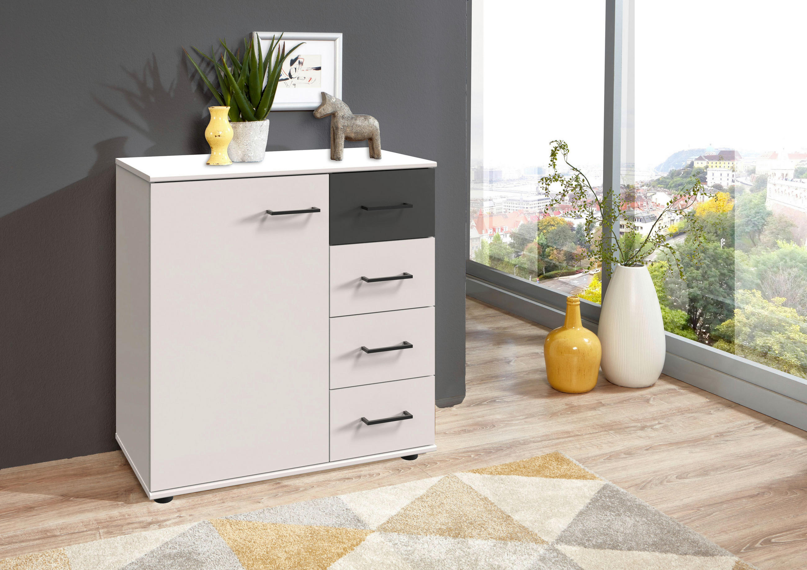KOMMODE  in 81/83/41 cm  - Schwarz/Graphitfarben, KONVENTIONELL, Holzwerkstoff/Kunststoff (81/83/41cm) - Carryhome
