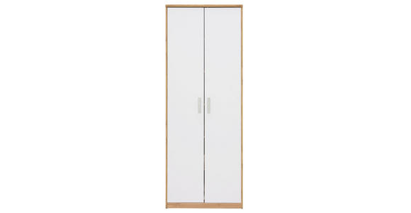 MEHRZWECKSCHRANK in Weiß, Eichefarben - Eichefarben/Silberfarben, KONVENTIONELL, Holzwerkstoff/Kunststoff (72/194/36cm) - Xora