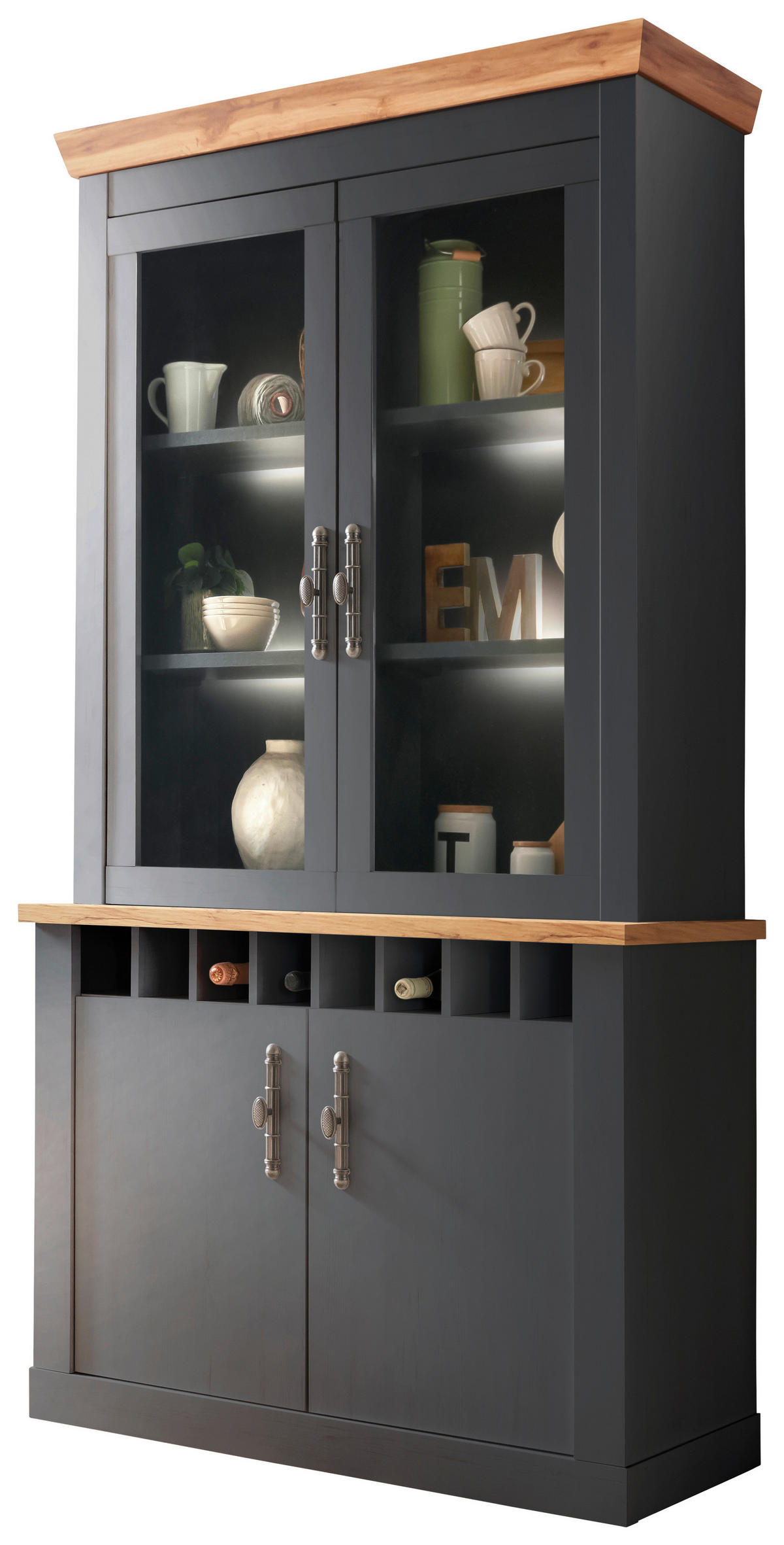 BUFFET 110/205/44 cm  in  - Anthrazit/Silberfarben, Design, Holzwerkstoff/Metall (110/205/44cm) - MID.YOU