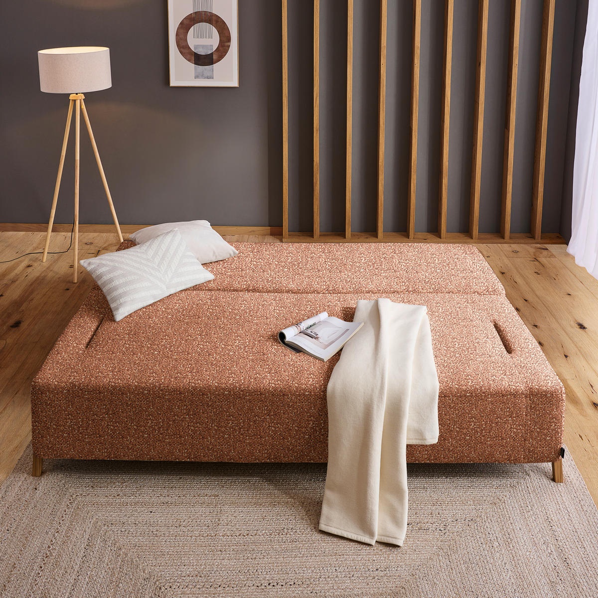 SCHLAFSOFA in Holz, Textil Cognac  - Cognac/Naturfarben, Design, Holz/Textil (211/88/102cm) - Niels Andersson