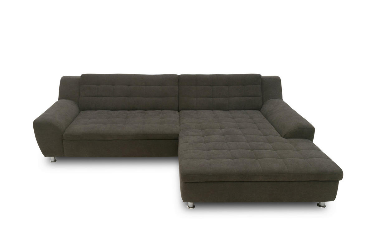 ECKSOFA MORTON Mikrofaser  - Chromfarben/Schwarz, MODERN, Textil/Metall (304/200/84cm) - MID.YOU