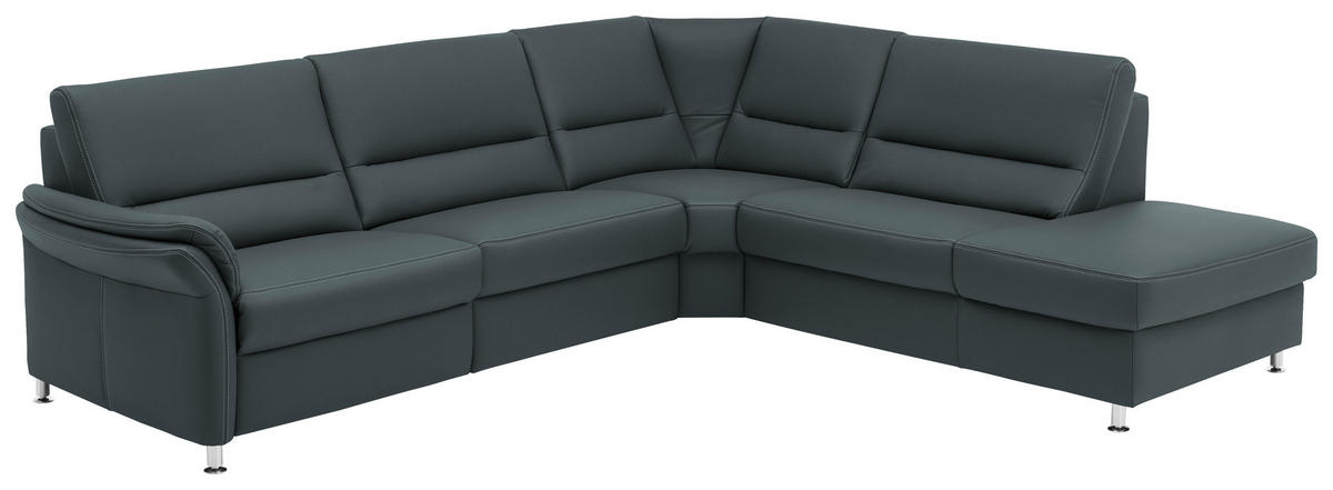 ECKSOFA in Echtleder Blaugrau  - Beige/Blaugrau, Design, Leder/Metall (288/249cm) - Beldomo Premium