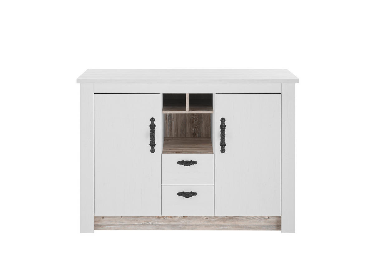 SPÜLENUNTERSCHRANK 130/92/60 cm  in Weiß, Pinienfarben  - Schwarz/Weiß, Trend, Holzwerkstoff/Metall (130/92/60cm) - MID.YOU