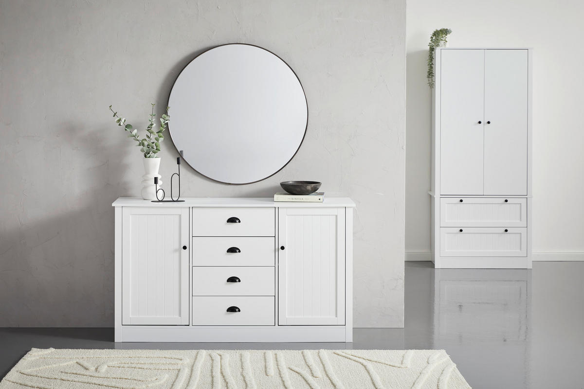 SIDEBOARD  in 140/80/39 cm  - Schwarz/Weiß, LIFESTYLE, Holzwerkstoff/Metall (140/80/39cm) - MID.YOU