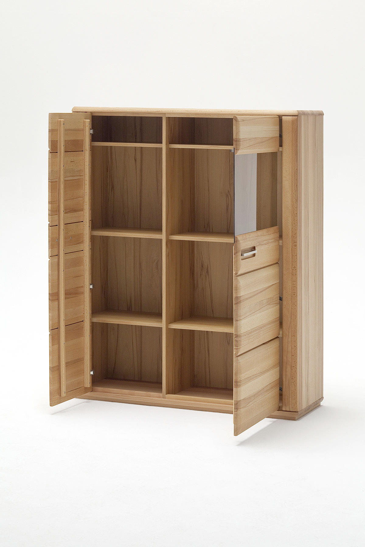 HIGHBOARD La Paz  in 107/131/38 cm  - Edelstahlfarben/Buchefarben, Design, Glas/Holz (107/131/38cm) - Livetastic