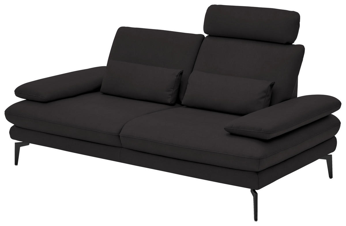 2,5-SITZER in Echtleder Dunkelbraun  - Dunkelbraun/Schwarz, Design, Leder/Metall (196/86/104cm) - Dieter Knoll