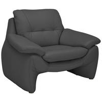 SESSEL in Echtleder Schwarz  - Silberfarben/Schwarz, KONVENTIONELL, Leder/Metall (110/91/86cm) - Celina Home