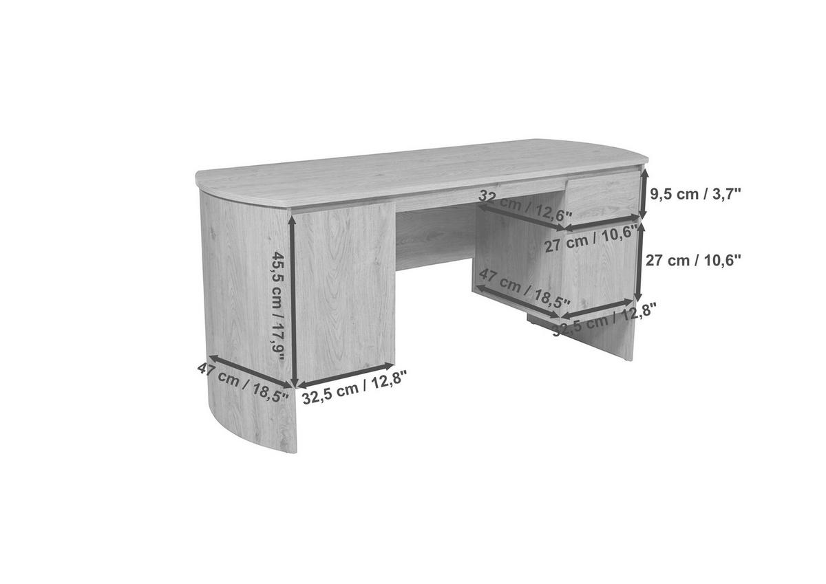 SCHREIBTISCH  Eichefarben  - Eichefarben, KONVENTIONELL, Holzwerkstoff (160/75/59cm) - MID.YOU