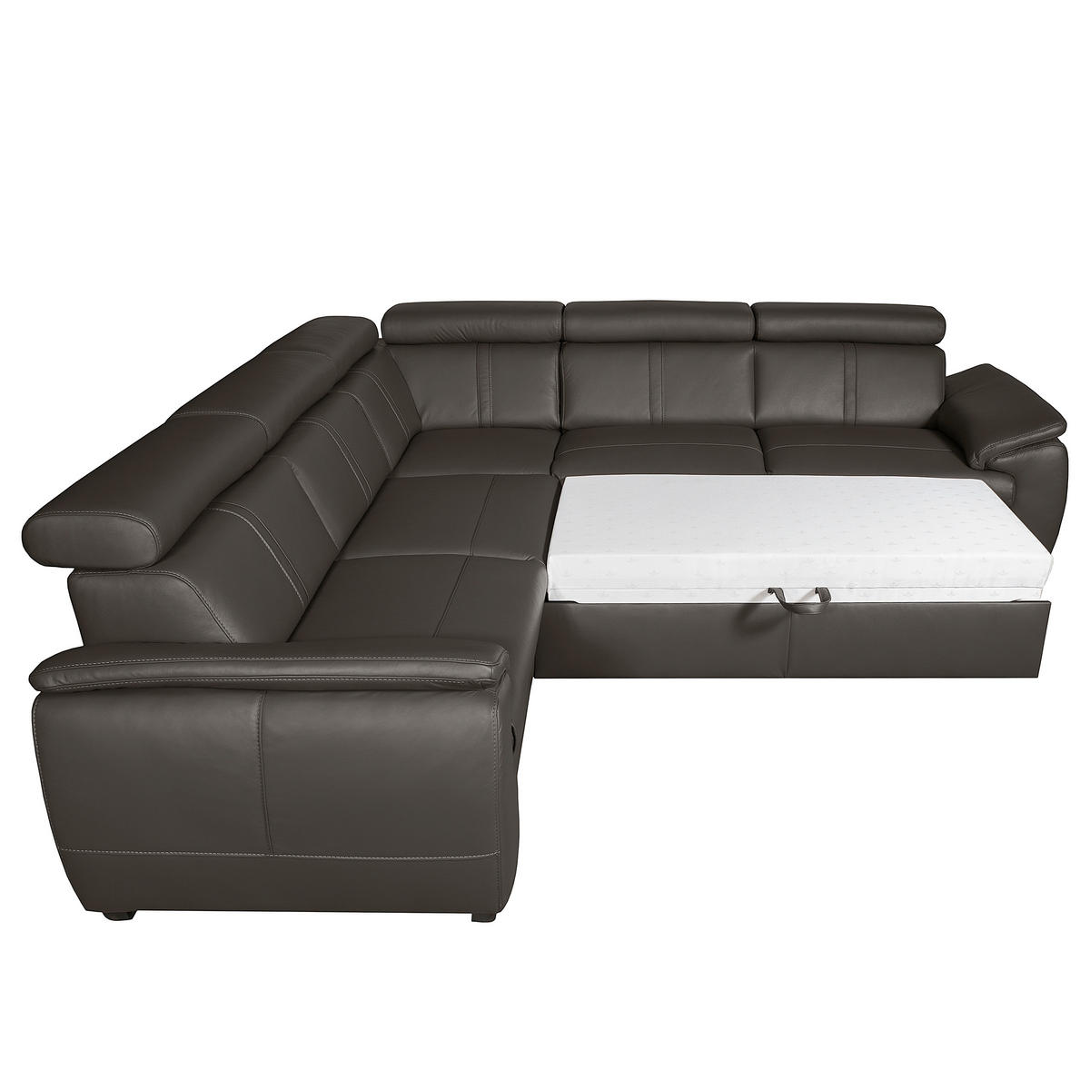 ECKSOFA  in Echtleder Dunkelbraun  - Dunkelbraun/Schwarz, Design, Leder/Holz (265/265cm) - Livetastic