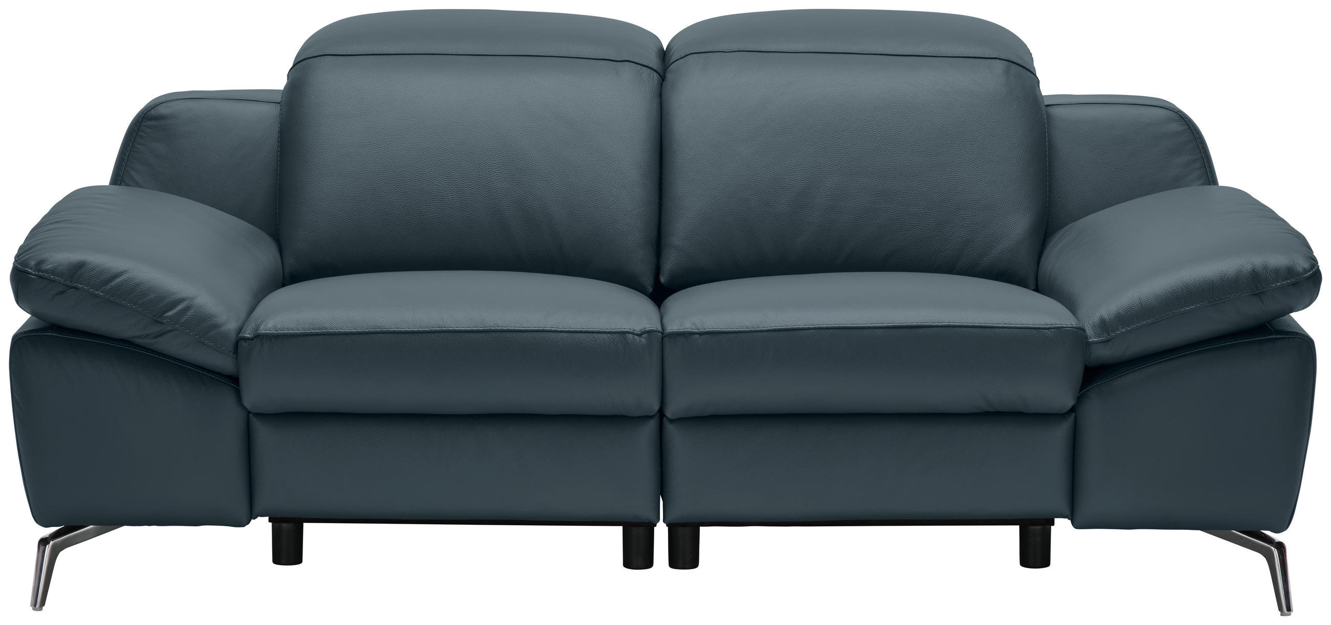 2-SITZER-SOFA Dunkelblau Echtleder  - Chromfarben/Schwarz, Design, Leder/Kunststoff (194/83-99/110cm) - Celina Home