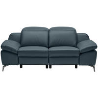 2-SITZER-SOFA  in Echtleder Dunkelblau   - Chromfarben/Schwarz, Design, Leder/Kunststoff (194/83-99/110cm) - Celina Home