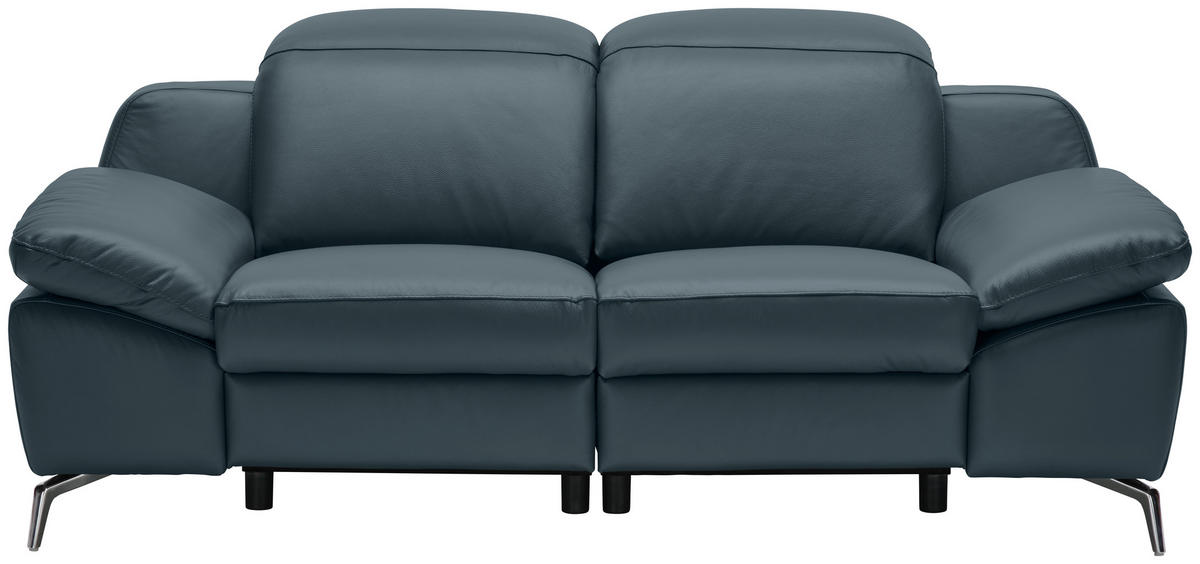 2-SITZER-SOFA  in Echtleder Dunkelblau   - Chromfarben/Schwarz, Design, Leder/Kunststoff (194/83-99/110cm) - Celina Home