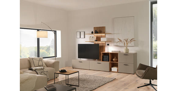 WOHNWAND  in Eichefarben, Greige  296/190/40 cm  - Greige/Eichefarben, MODERN, Holzwerkstoff/Kunststoff (296/190/40cm) - Carryhome