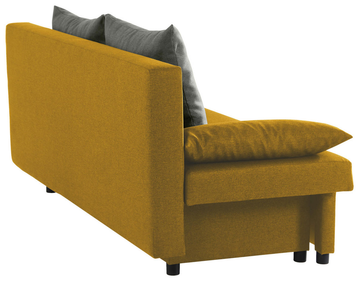 SCHLAFSOFA NEO Webstoff Gelb, Grau  inkl. Rückenkissen, Armlehnenkissen, Bettkasten  - Gelb/Schwarz, Basics, Kunststoff/Textil (192/82/82cm) - P & B