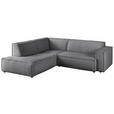 ECKSOFA Dunkelgrau Cord  - Dunkelgrau/Schwarz, KONVENTIONELL, Kunststoff/Textil (224/254cm) - Hom`in