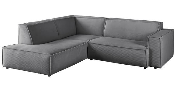 ECKSOFA Dunkelgrau Cord  - Dunkelgrau/Schwarz, KONVENTIONELL, Kunststoff/Textil (224/254cm) - Hom`in